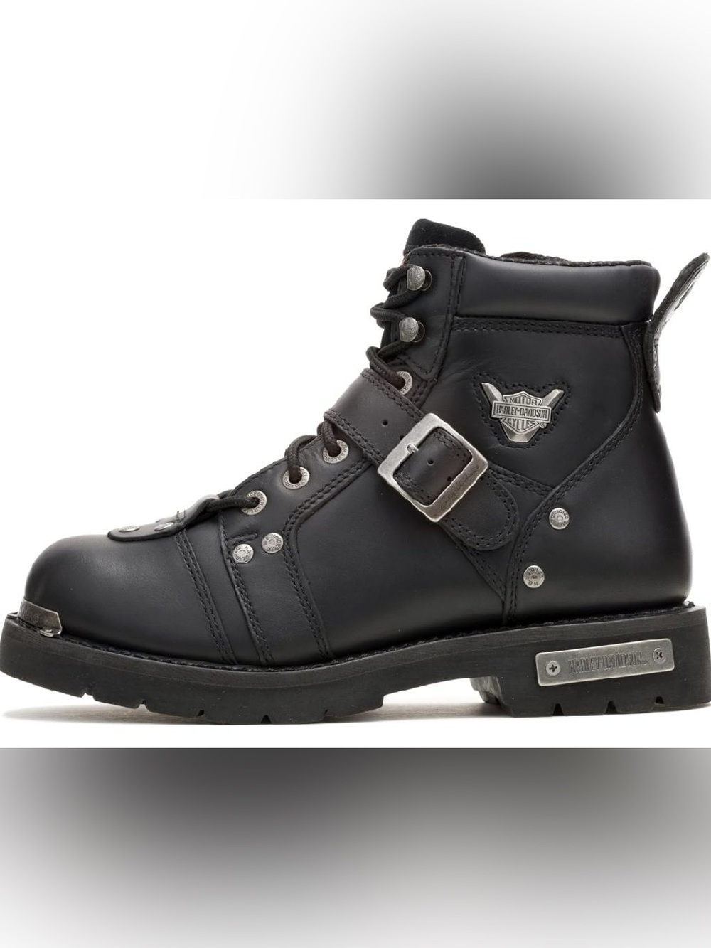 Harley-Davidson Black Lace-Up Buckle Motorcycle Boot